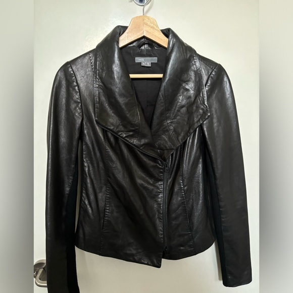 Vince Black Leather Jacket - Picture 1 of 4